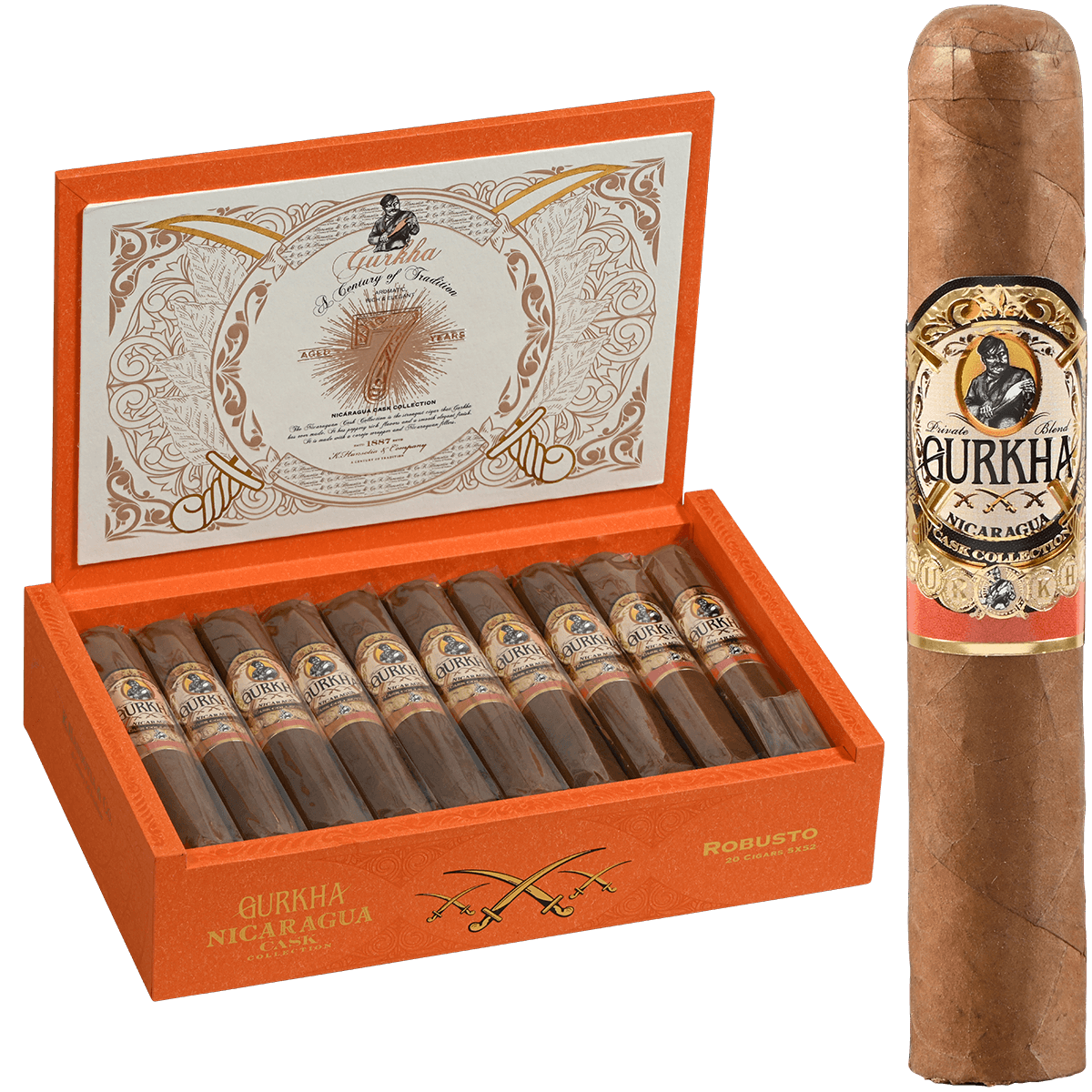 Gurkha Nicaragua Cask Collection Robusto 20 Ct. Box 5X52
