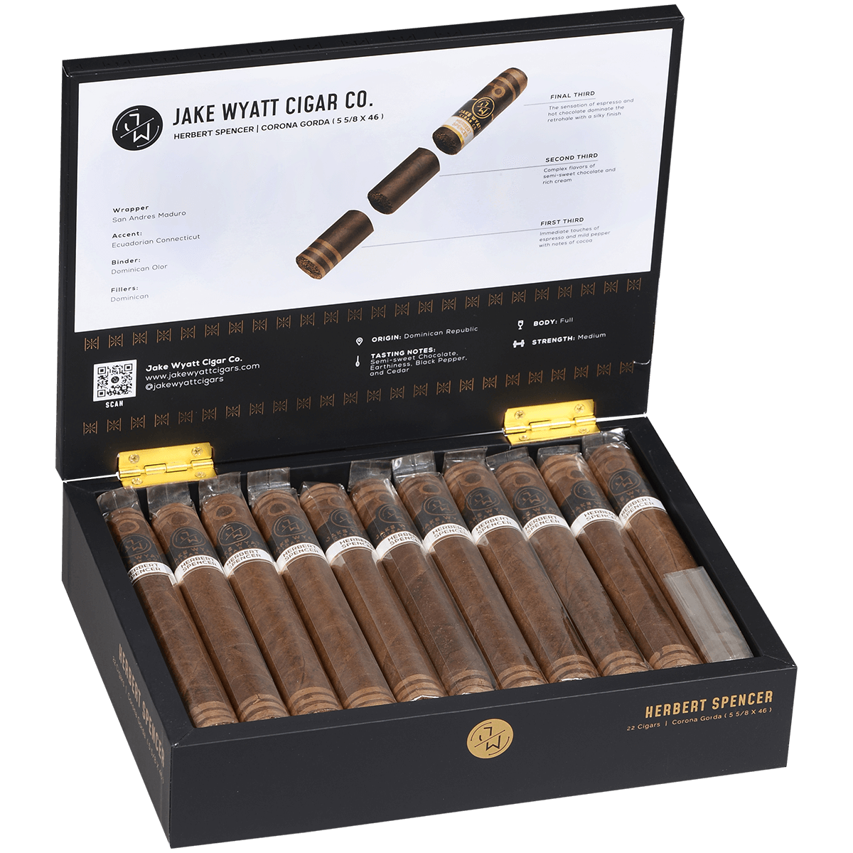 Jake Wyatt Gourmet Collection Herbert Spencer Corona Gorda Maduro 22 Ct. Box 5.63X46