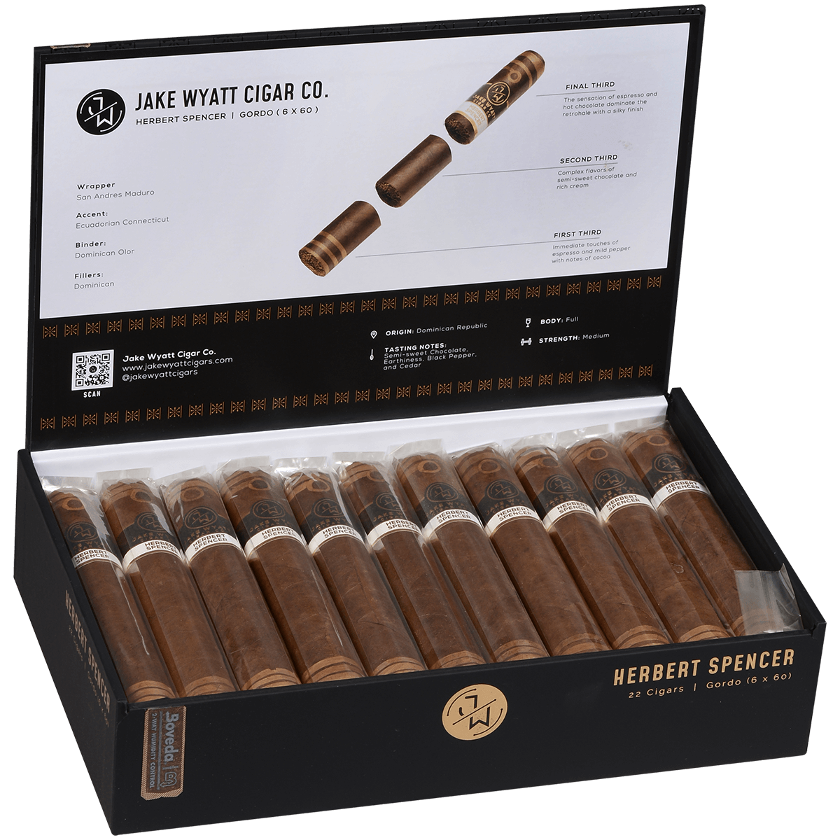Jake Wyatt Gourmet Collection Herbert Spencer Gordo Maduro 22 Ct. Box 6.00X60