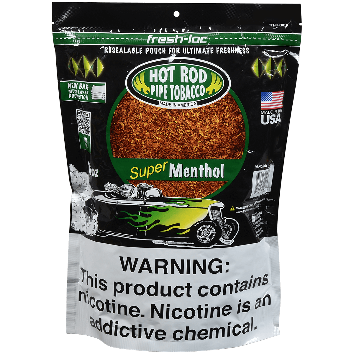 Hot Rod Pipe Tobacco Super Menthol 16 Oz. Bag
