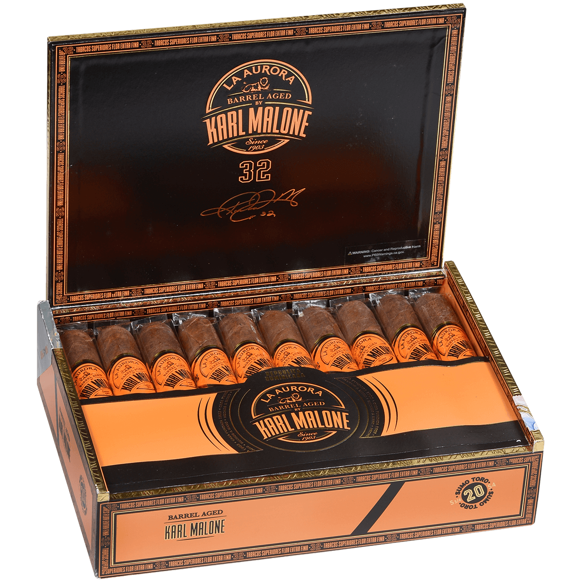 La Aurora Barrel Aged By Karl Malone Toro 5.75X 54 20Ct Box