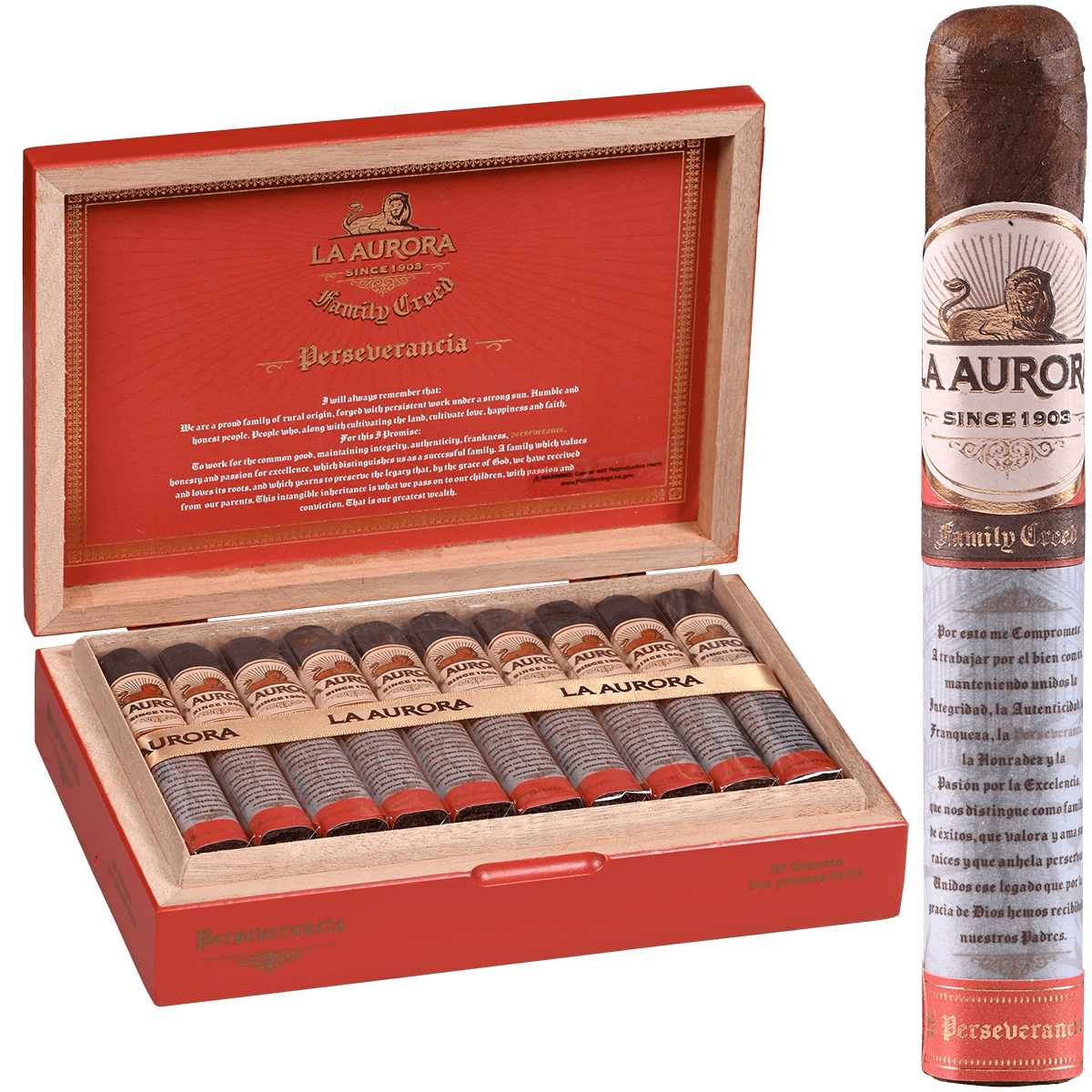 La Aurora Family Creed Perseverancia Robusto 20 Ct. Box 5.00X50