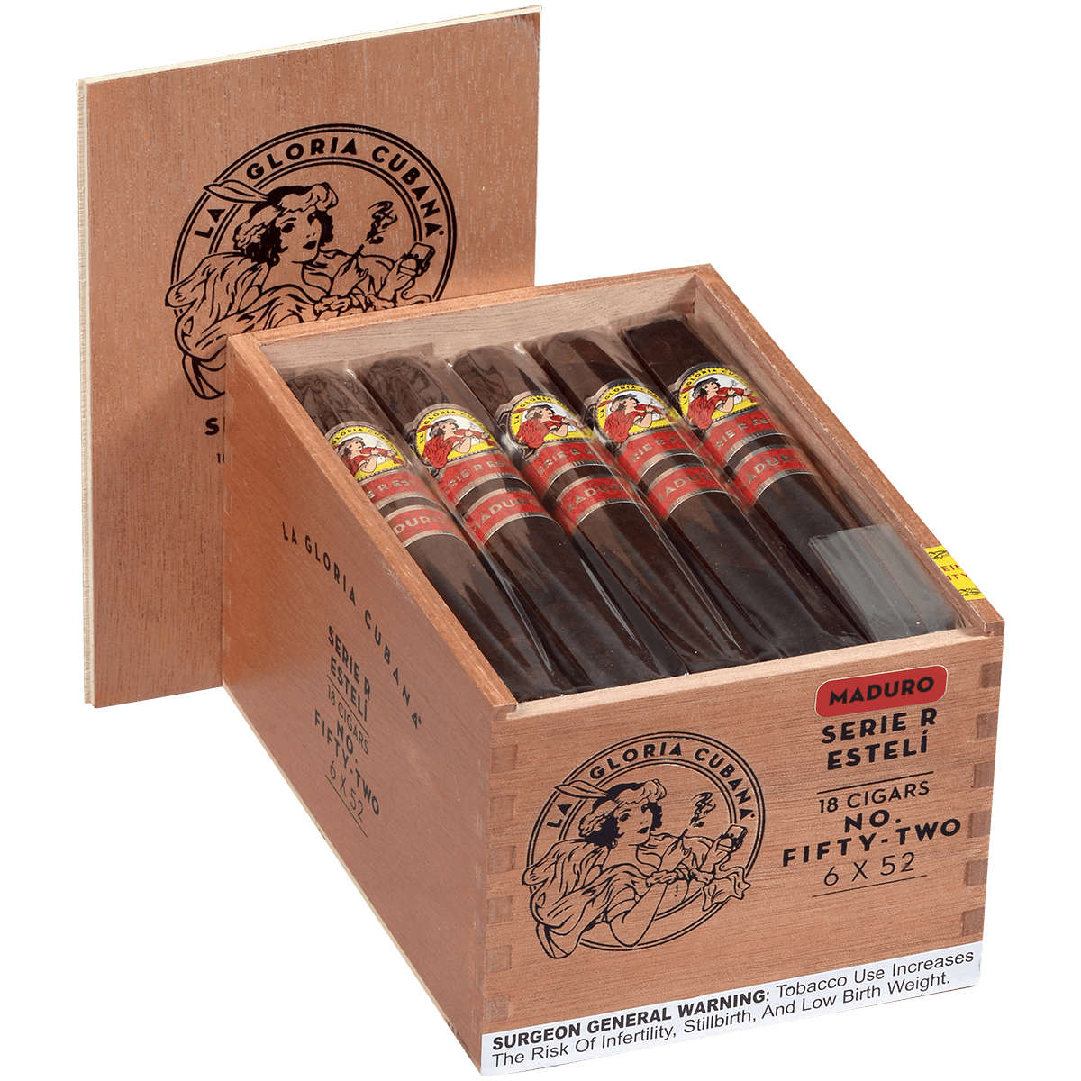 La Gloria Cubana Serie R Esteli Maduro No. Fifty-Two 18 Ct. Box 6.00X52
