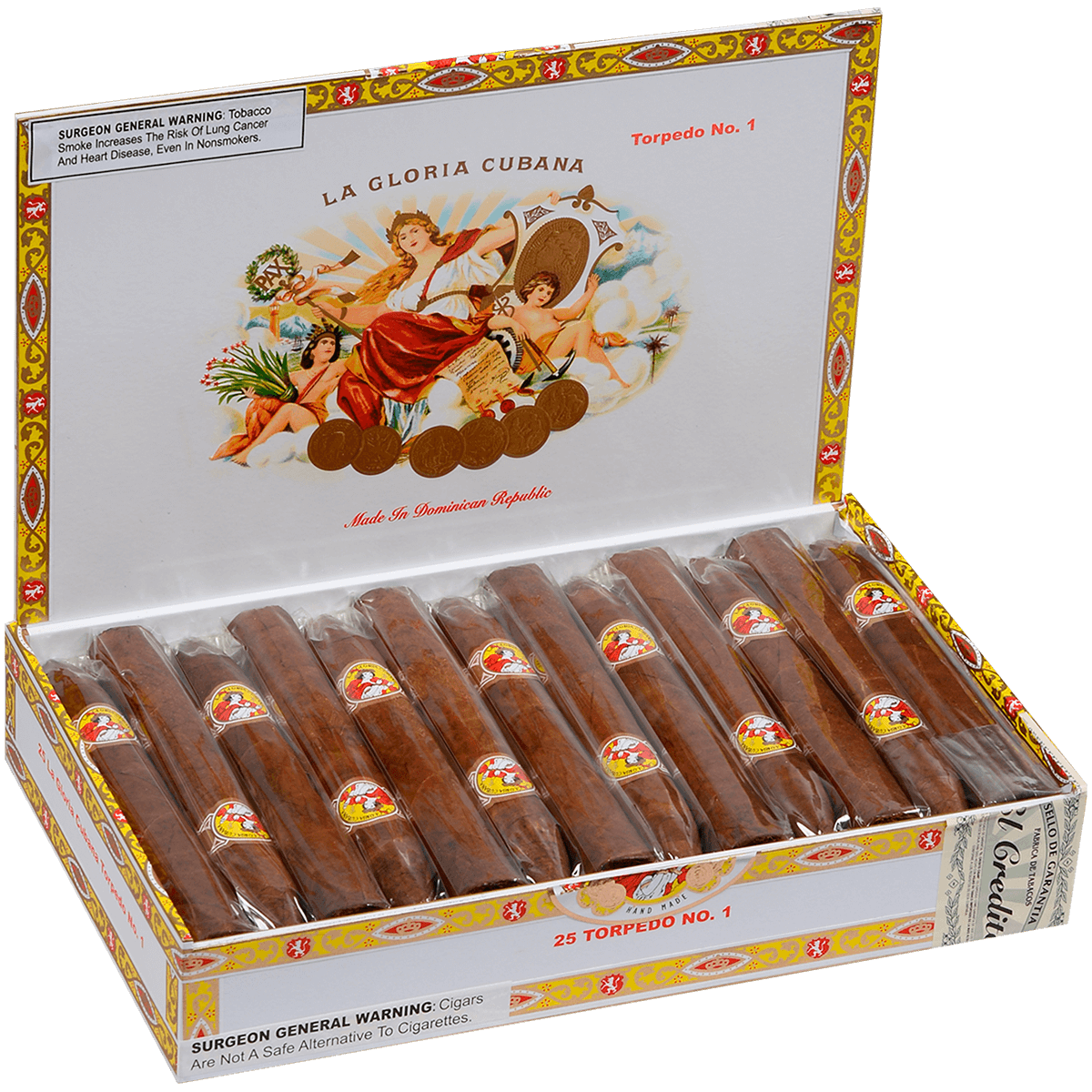 La Gloria Cubana Torpedo #1 Natural 25 Ct. Box 6.50X52