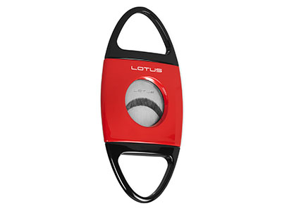 Lotus Cigar Cutter Jaws Red & Black Double Action Stainless Steel Blades 62 Ring Gauge