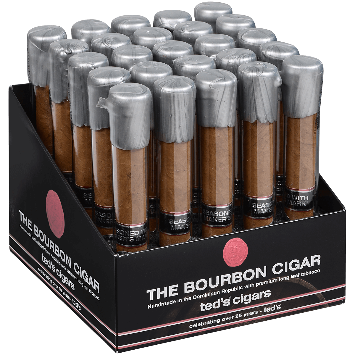 The Bourbon Cigar By Teds 10Th Anniversary Glass Tubes 25 Ct. Box 6.00X50