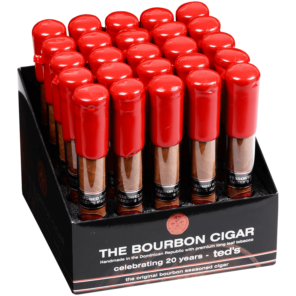The Bourbon Cigar By Teds 650 Glass Tubes 25 Ct. Box 6.00X50
