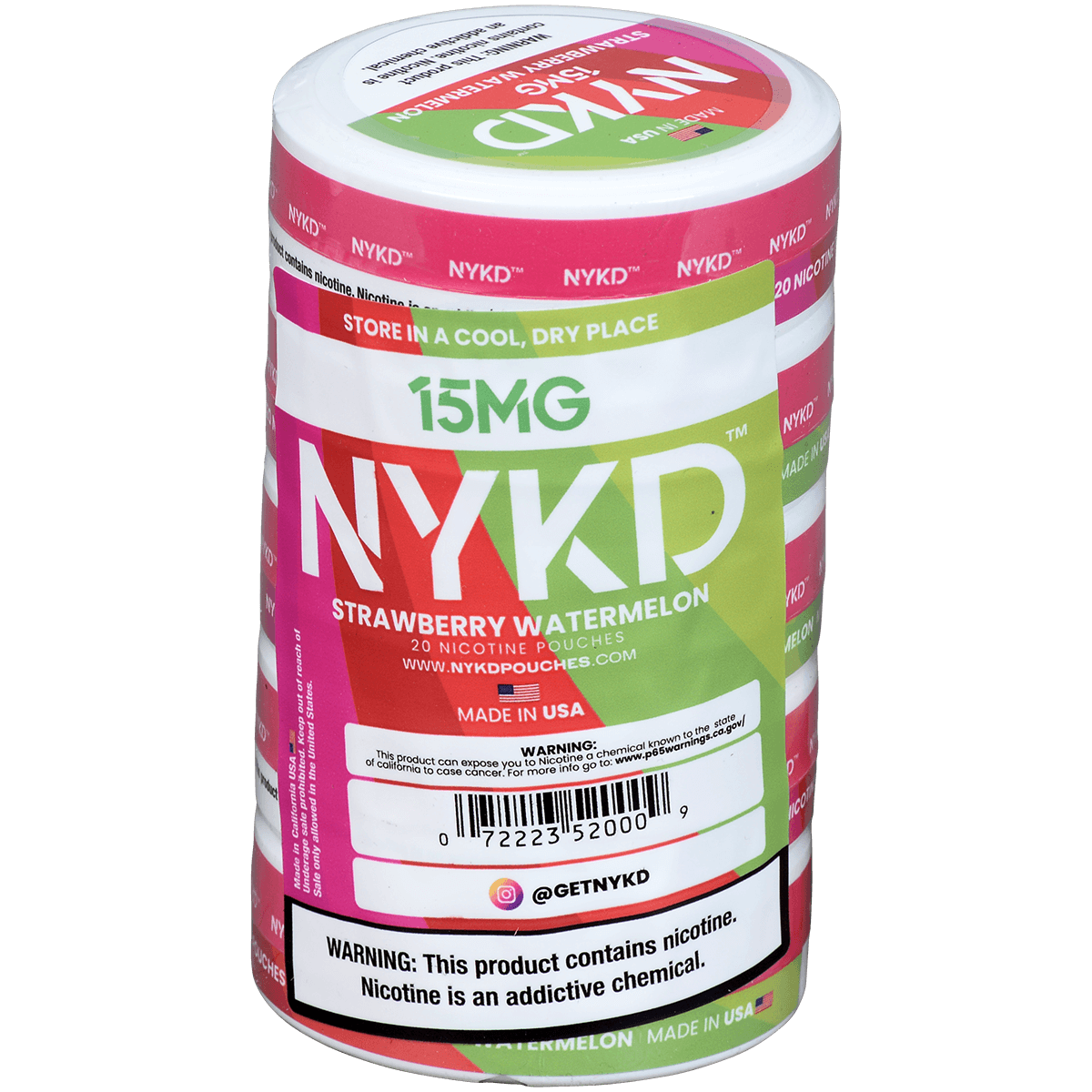 Nykd Us Nicotine Pouches Strawberry Watermelon 15Mg 1/5 Ct.