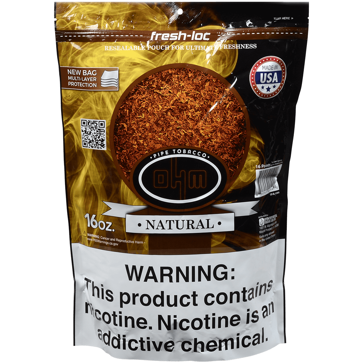 Ohm Pipe Tobacco Natural 16 Oz. Bag
