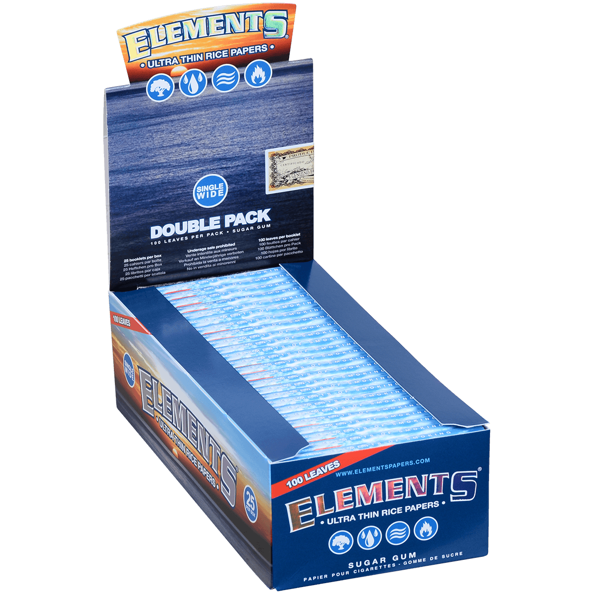 Papers Elements Ultra Thin Rice Single Wide 70X37Mm 25/100 Ct.