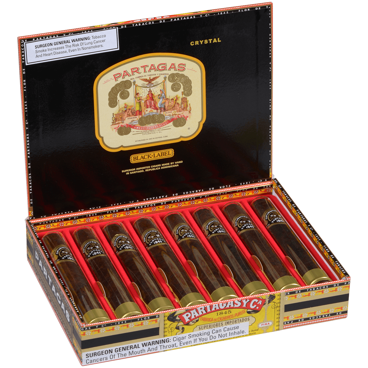 Partagas Black Label Crystal 8 Ct. Box 5.50X50