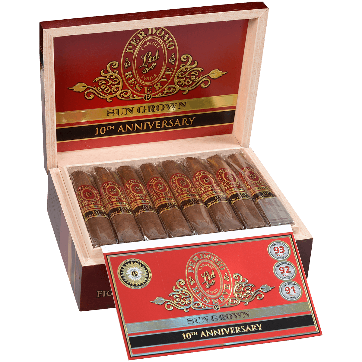 Perdomo Reserve 10Th Anniversary Sungrown Figuardo 4.75 X 56 25 Ct. Box