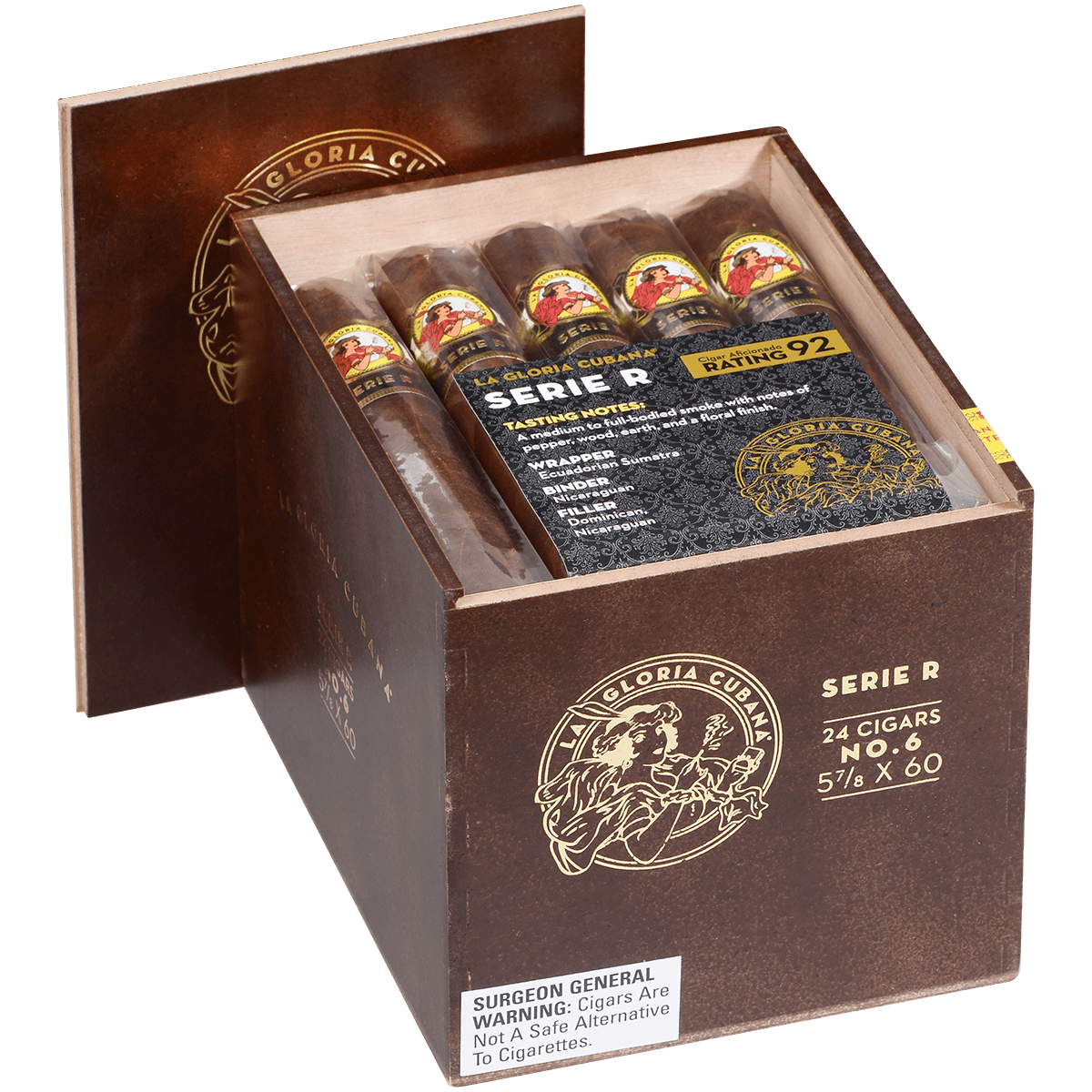 La Gloria Cubana Serie R No. 6 Natural 24 Ct. Box 5.88X60