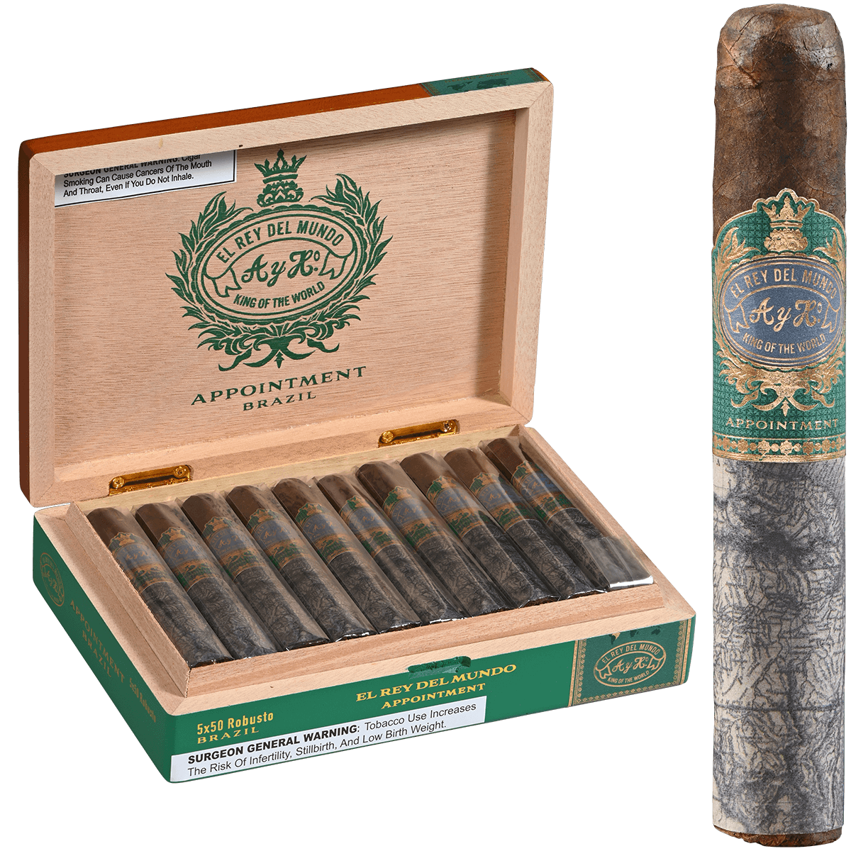El Rey Del Mundo Appointment Brazil Robusto 5X50 20 Ct.