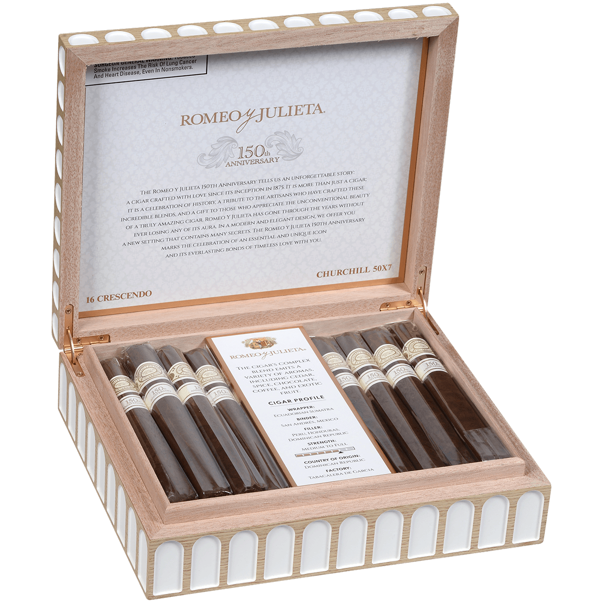 Romeo Y Julieta 150Th Anniversary Crescendo 16 Ct. Box 7.00X50