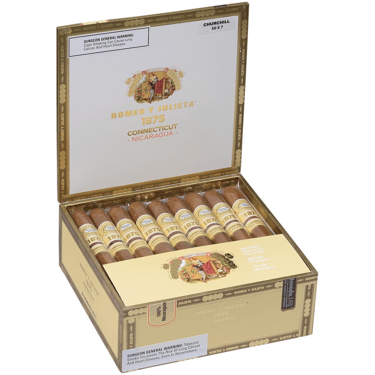 Romeo Y Julieta 1875 Connecticut Nicaragua Churchill 25 Ct. Box 7.00X50