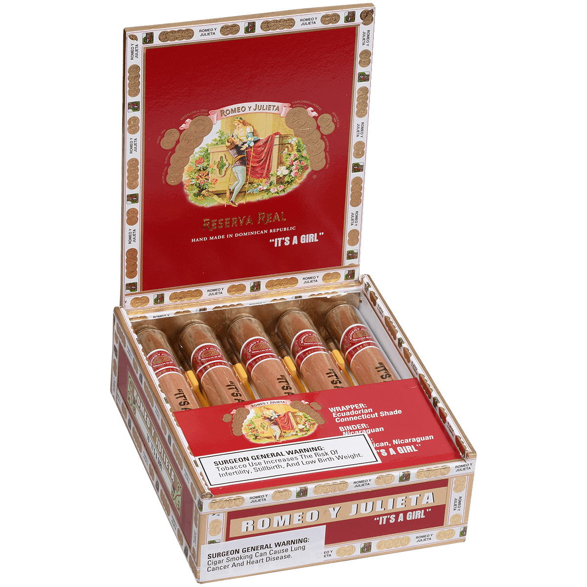 Romeo Y Julieta Reserva Real It'S A Girl Julieta Glass Tubes 10 Ct. Box