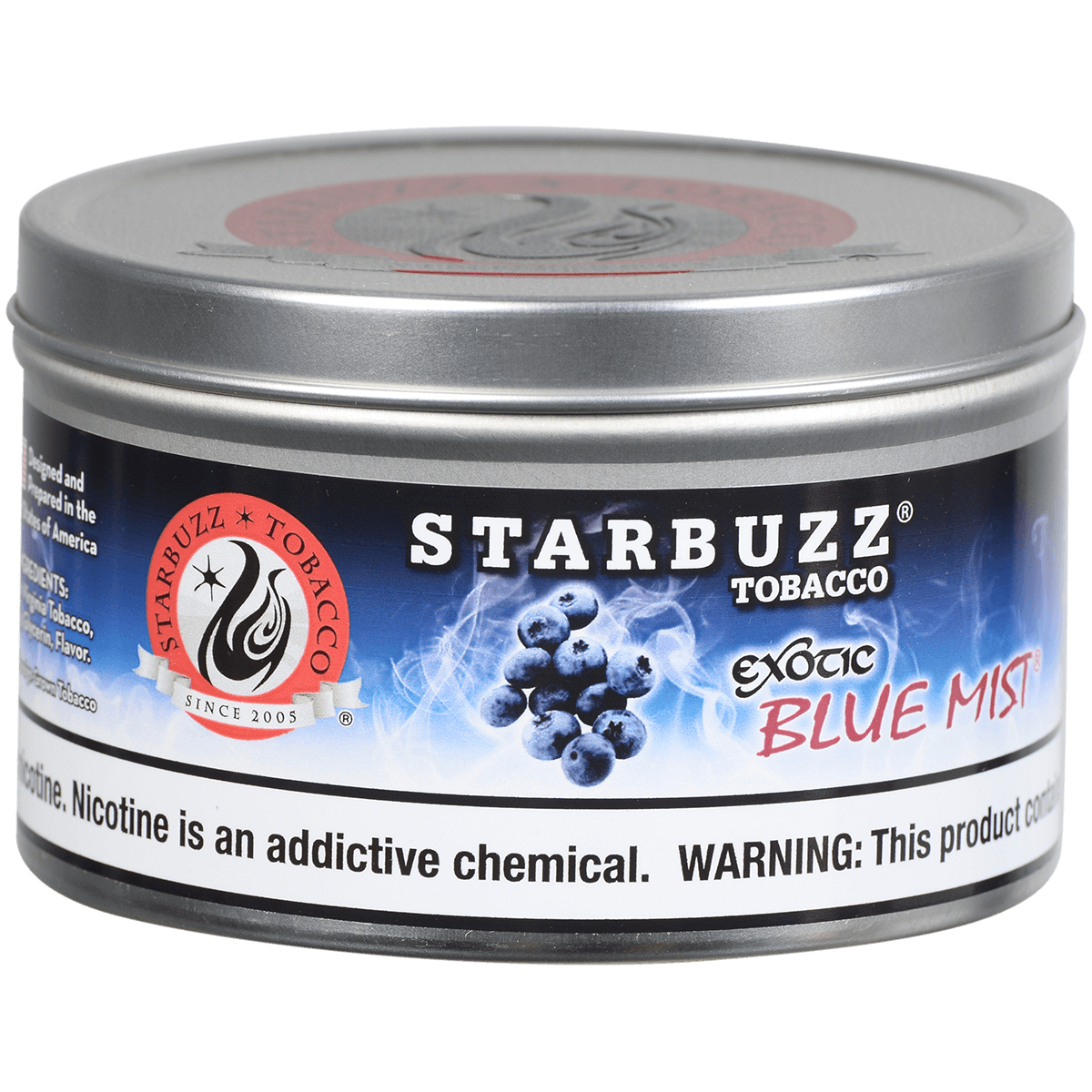 Starbuzz Hookah Tobacco Exotic Blue Mist 250 Gram Tin 12 To A Case