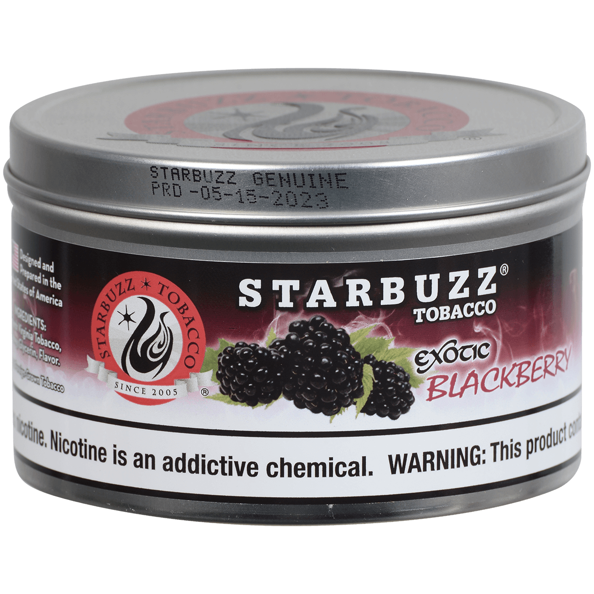 Starbuzz Hookah Tobacco Exotic Blackberry 250 Gram Tin 12 To A Case