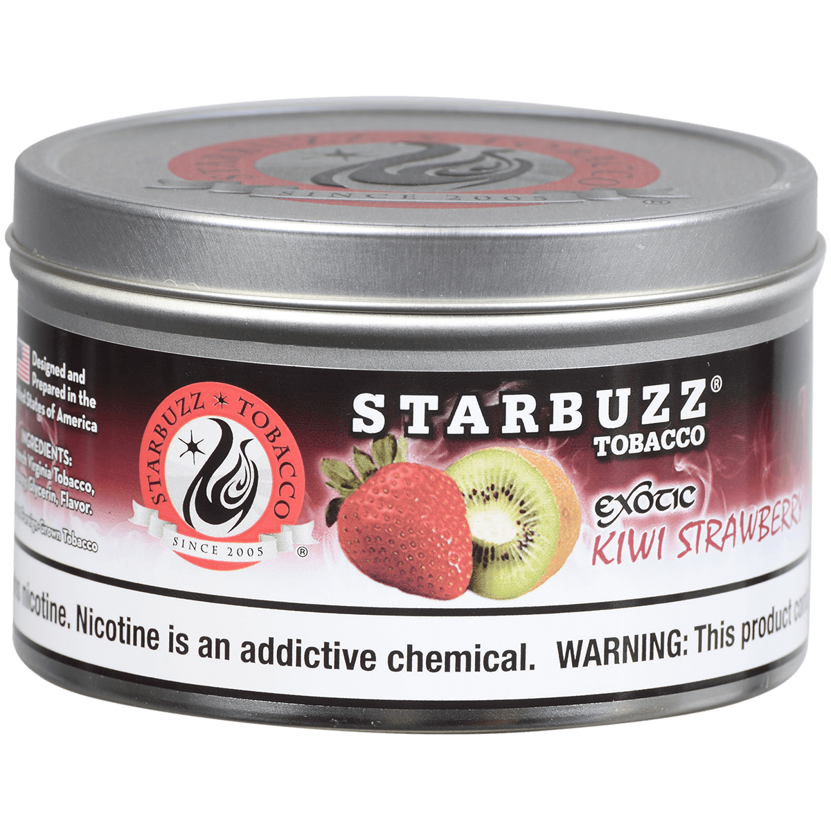 Starbuzz Hookah Tobacco Exotic Kiwi Strawberry 250 Gram Tin 12 To A Case