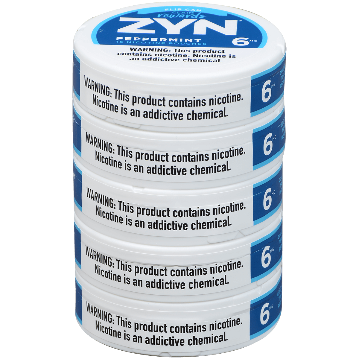 Zyn Nicotine Pouches Peppermint 6 Mg 1/5 Tins