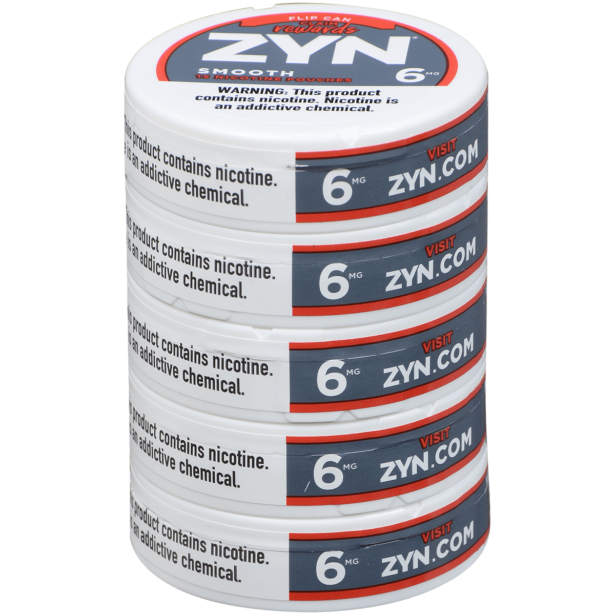 Zyn Nicotine Pouches Smooth 6 Mg 1/5 Tins