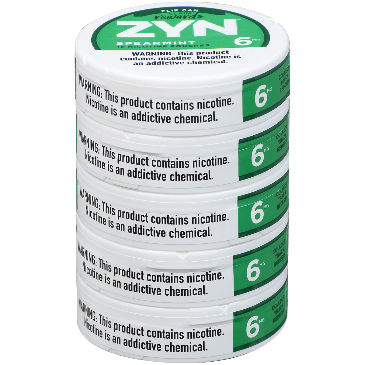 Zyn Nicotine Pouches Spearmint 6 Mg 1/5 Tins
