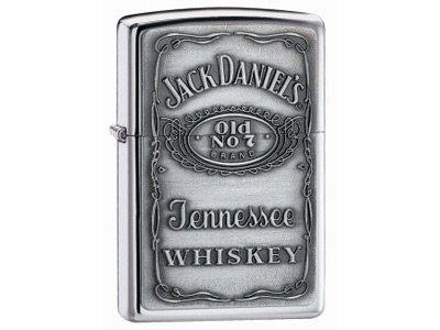 Zippo Jack DanielS Label Pewter Emblem High Polish Chrome