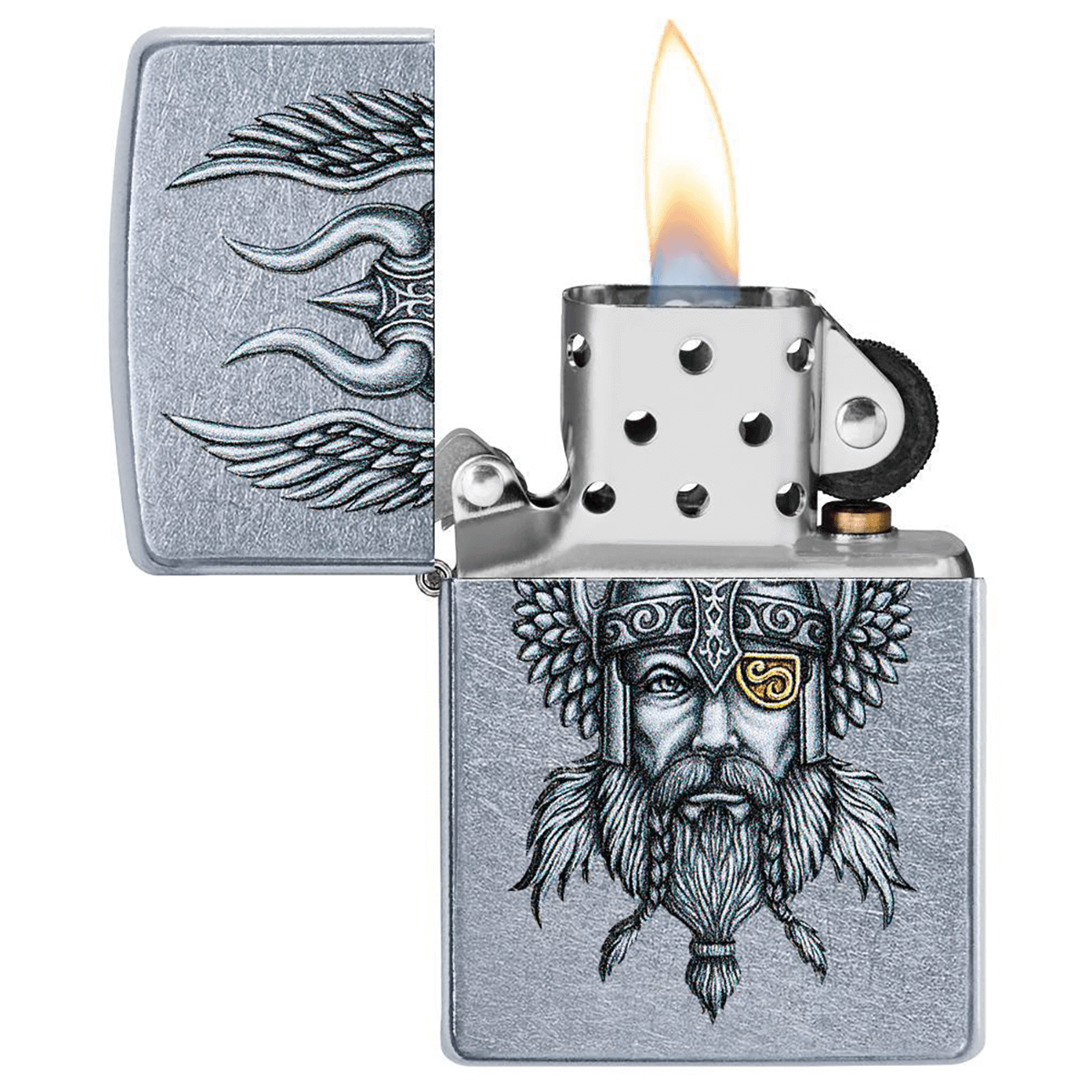 Zippo Viking Warrior Design Street Chrome