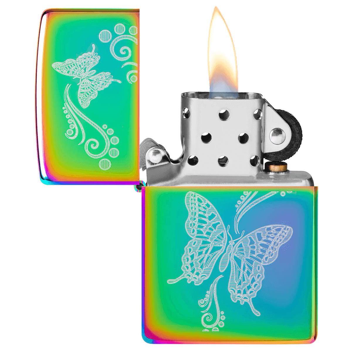 Zippo Butterly Laser Engraved Multi Color Finish