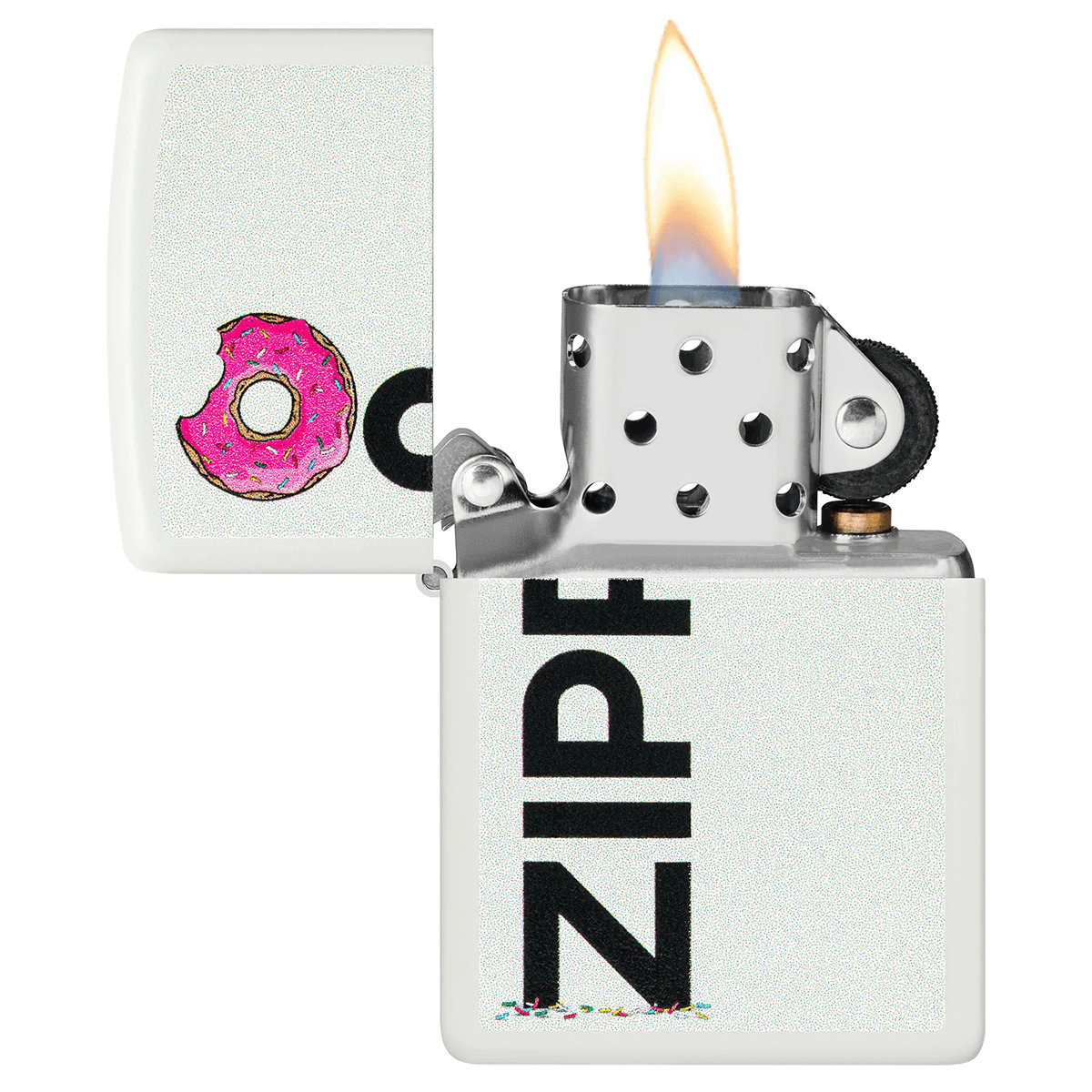 Zippo Pink Donut With Logo Matte White