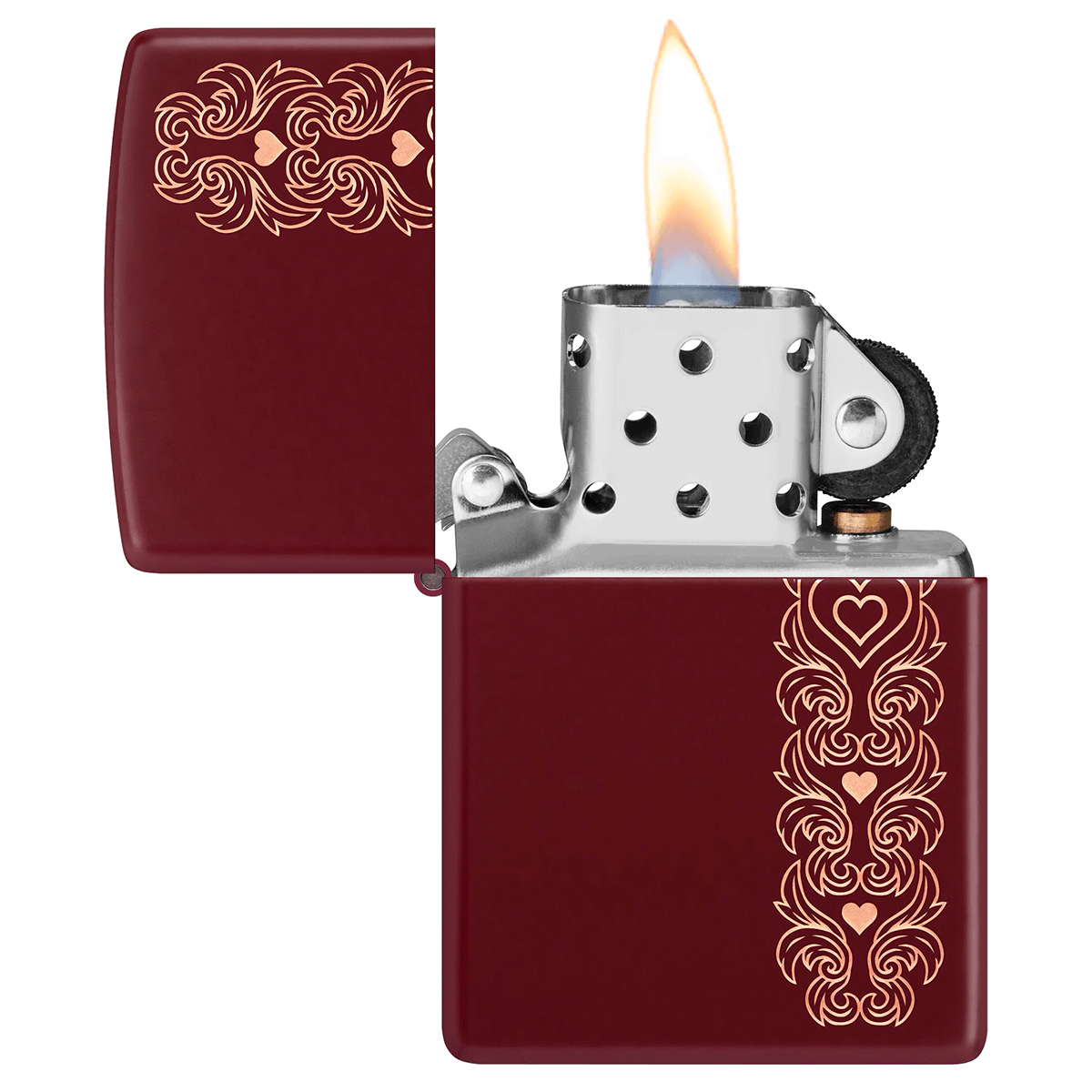 Zippo Engraved Hearts Pattern Merlot Finish