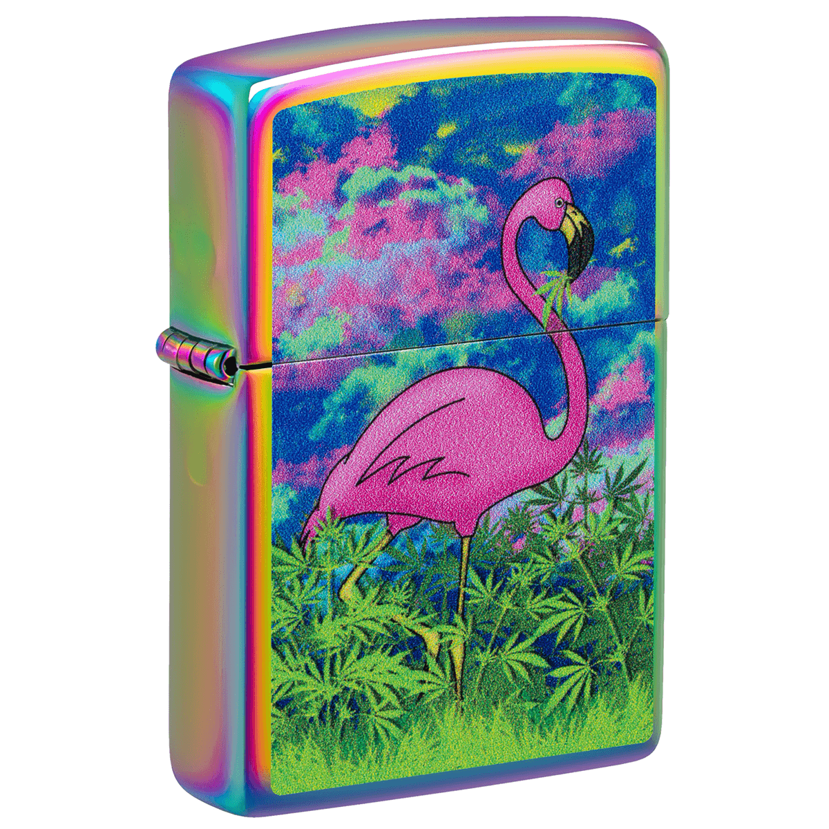 Zippo Flamingo In Leaf Field Color Image Iridescent Finish