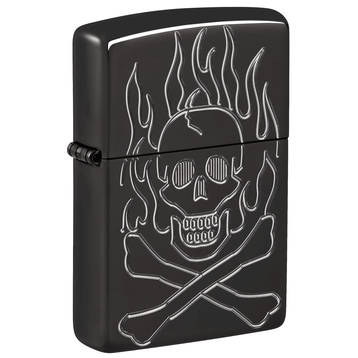 Zippo Flaming Skull High Polish Black