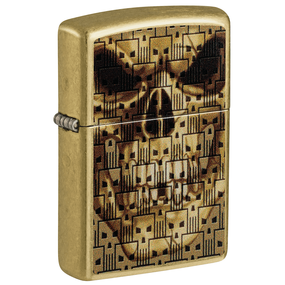 Zippo Skull Pattern Color Image Street Brass