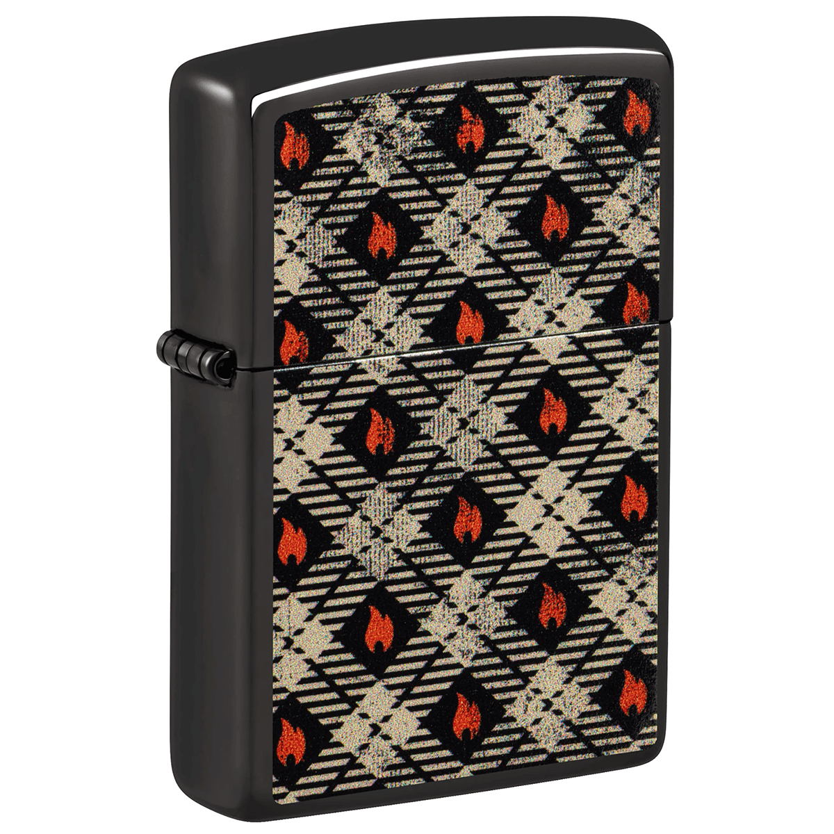 Zippo Plaid Pattern Logo Design High Polish Black Finish