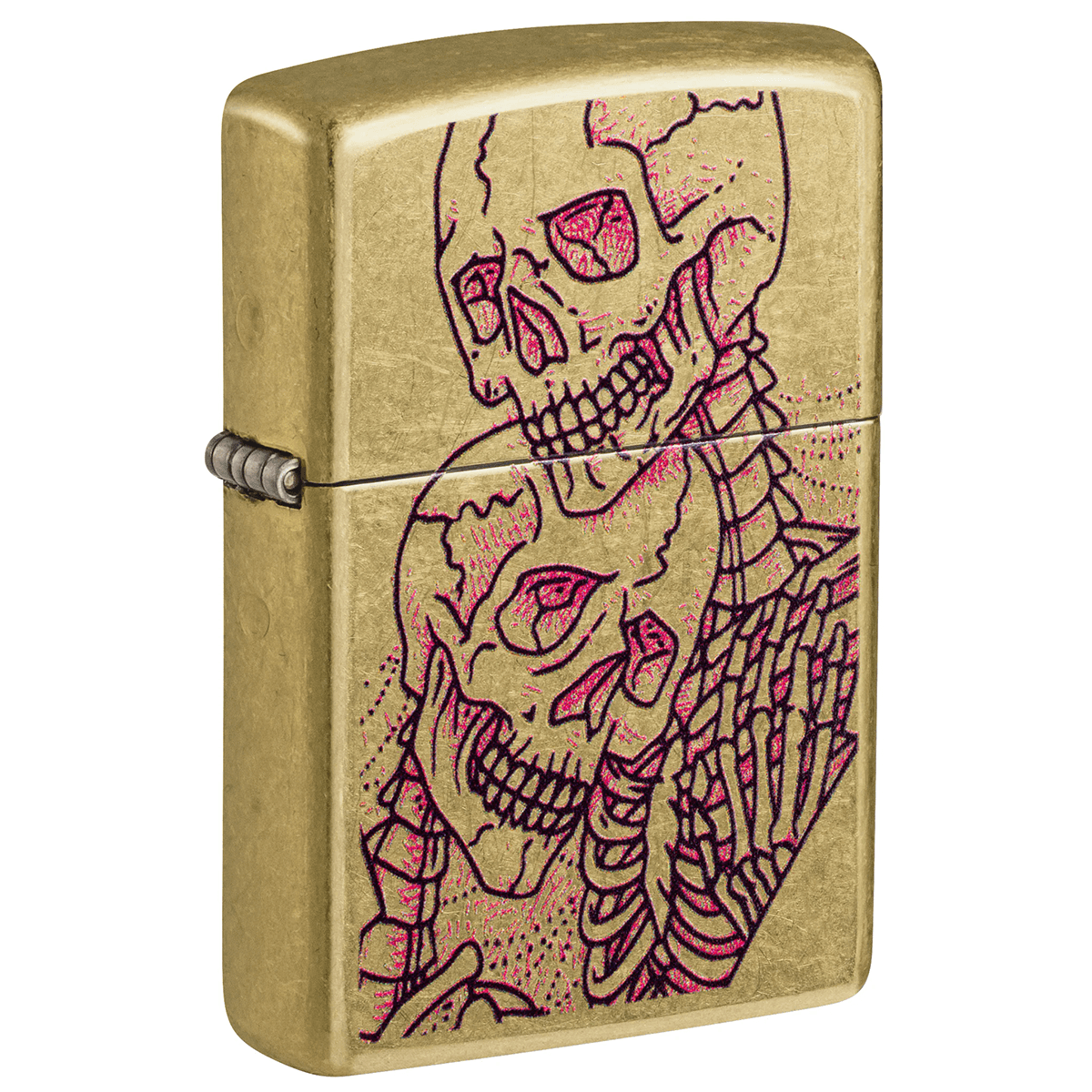 Zippo Skull Couple Color Image Street Brass