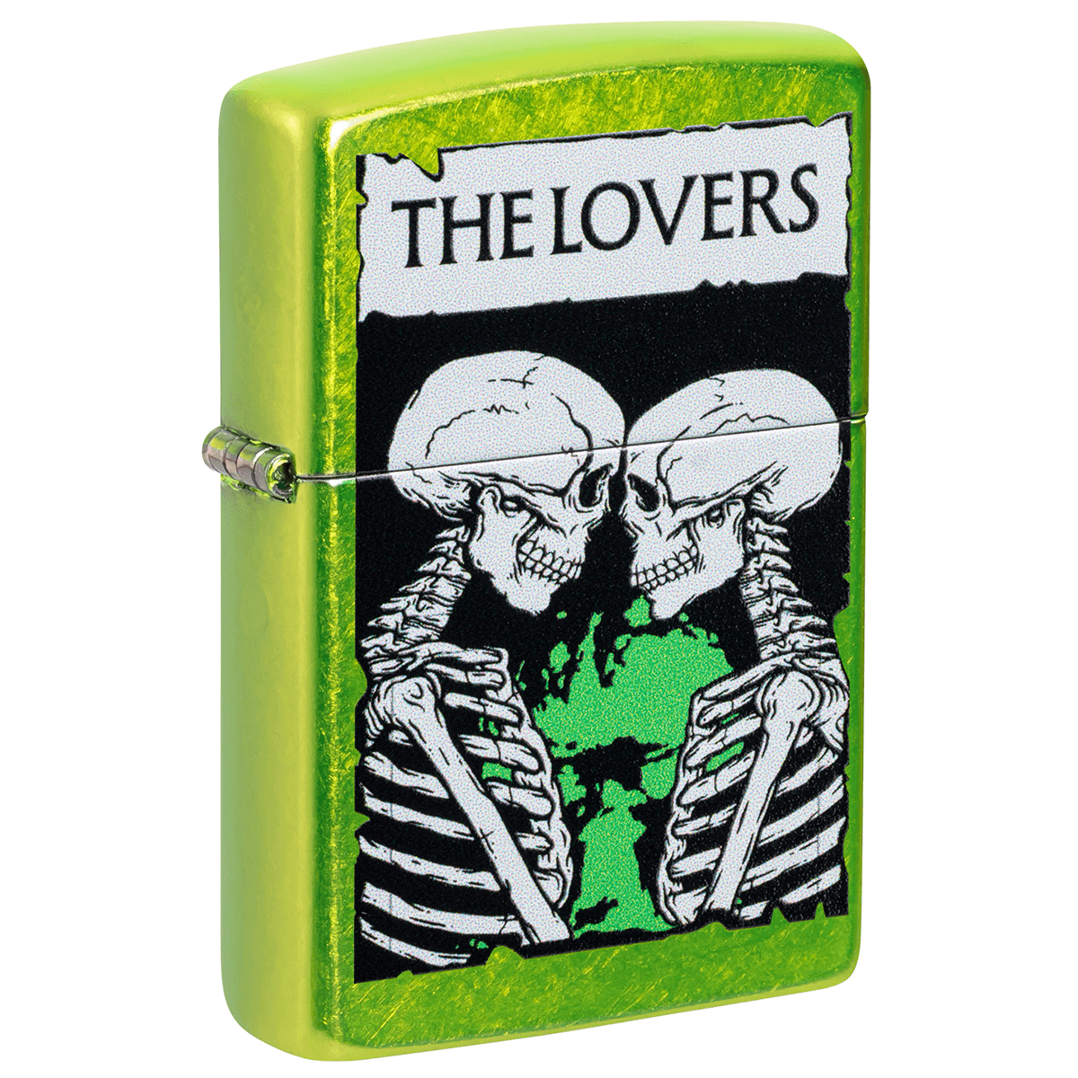 Zippo Skull Lovers Color Image Lurid Green Finish
