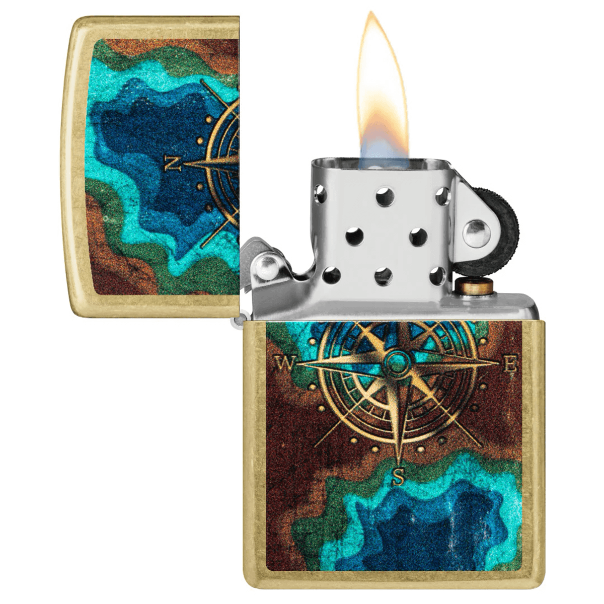 ZIPPO COMPASS DESIGN COLOR IMAGE