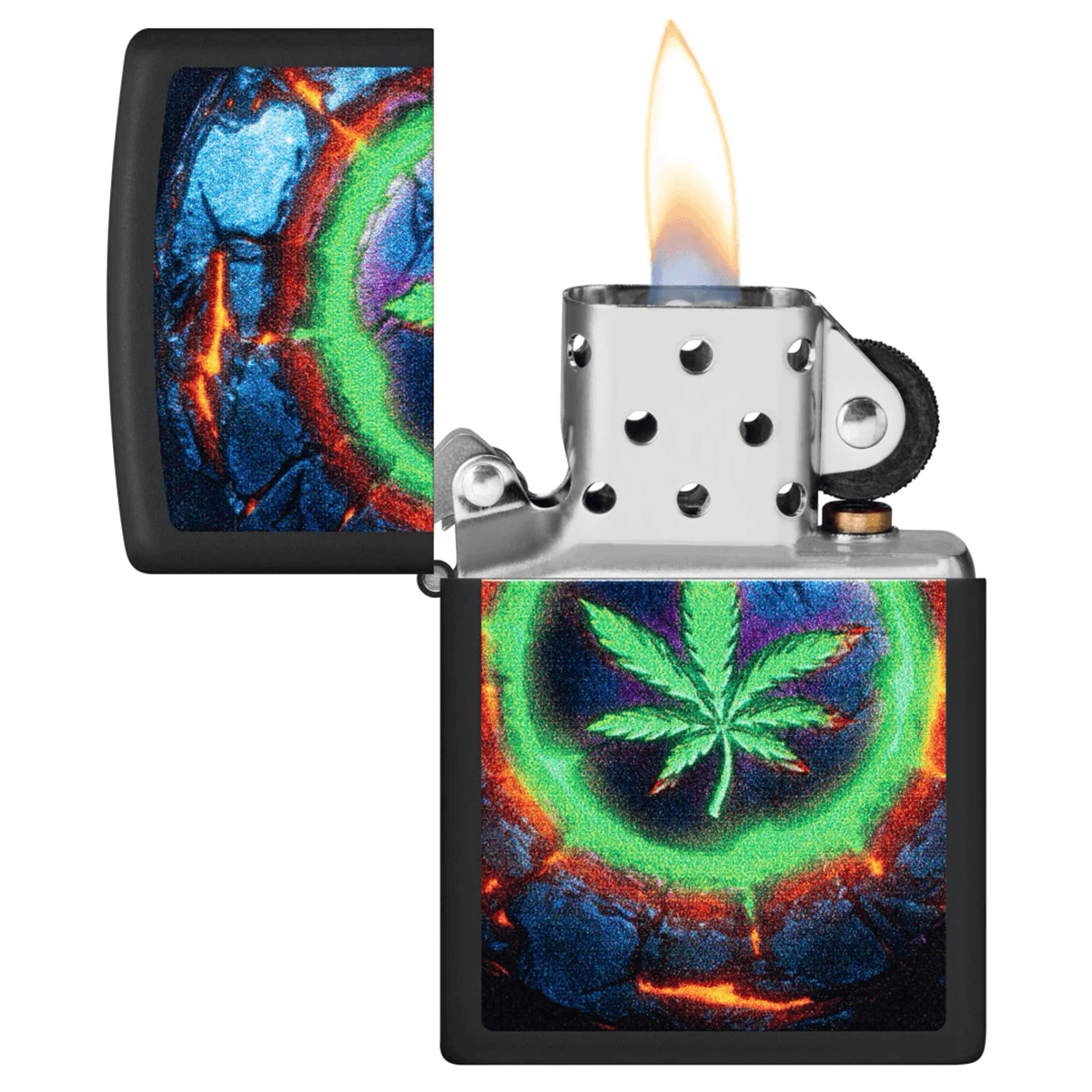 ZIPPO CANNA LEAF BLACK MATTE COLOR IMAGE