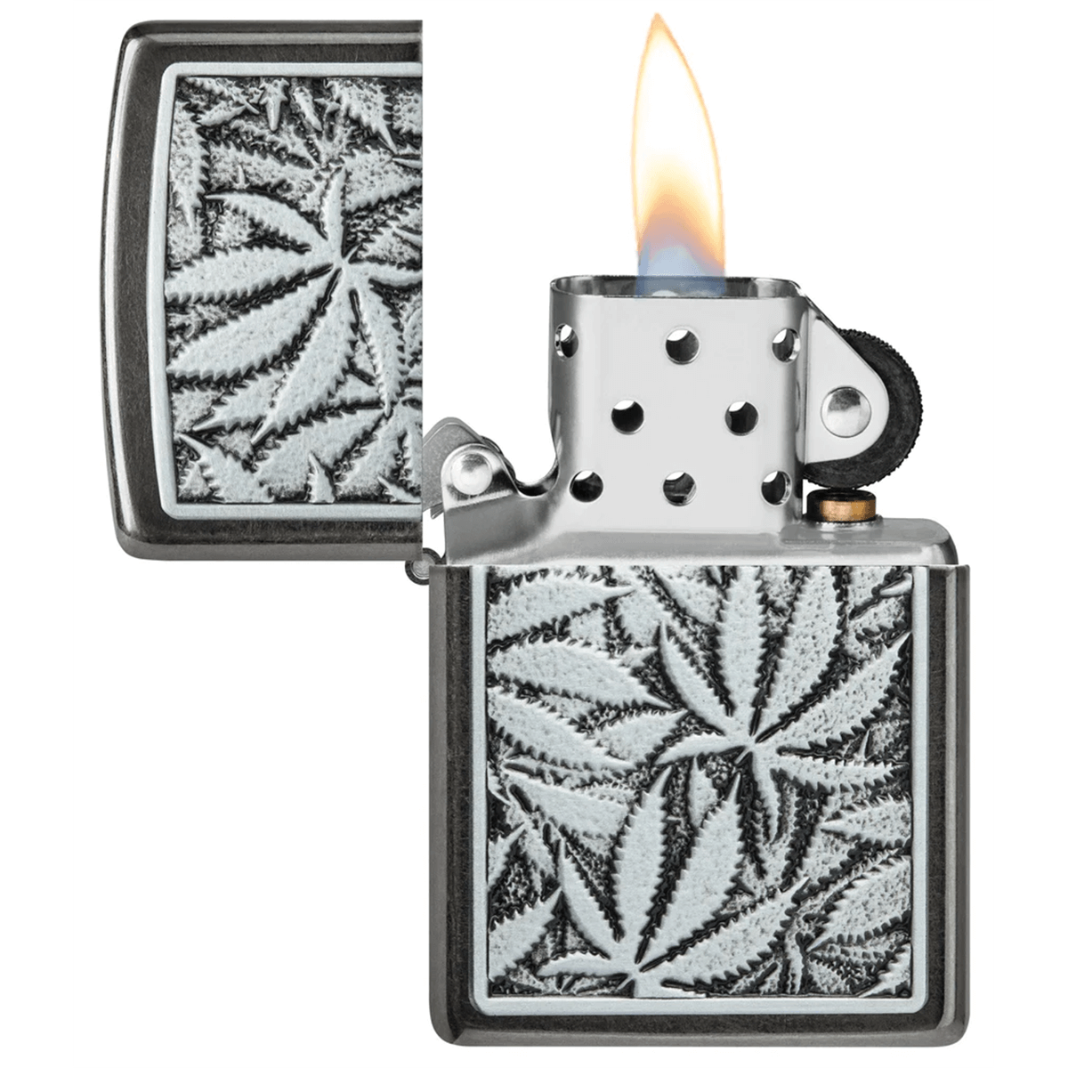 Zippo Spring Gray Leaf Emblem