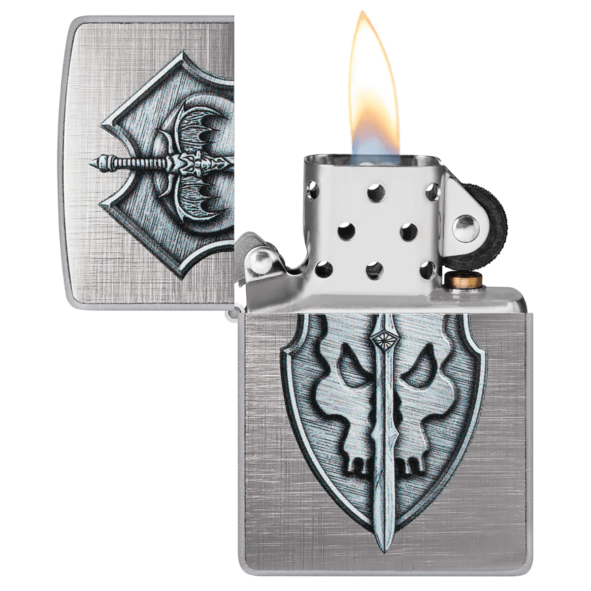 Zippo Midevil Skull Shield With Sabre Weave Finish