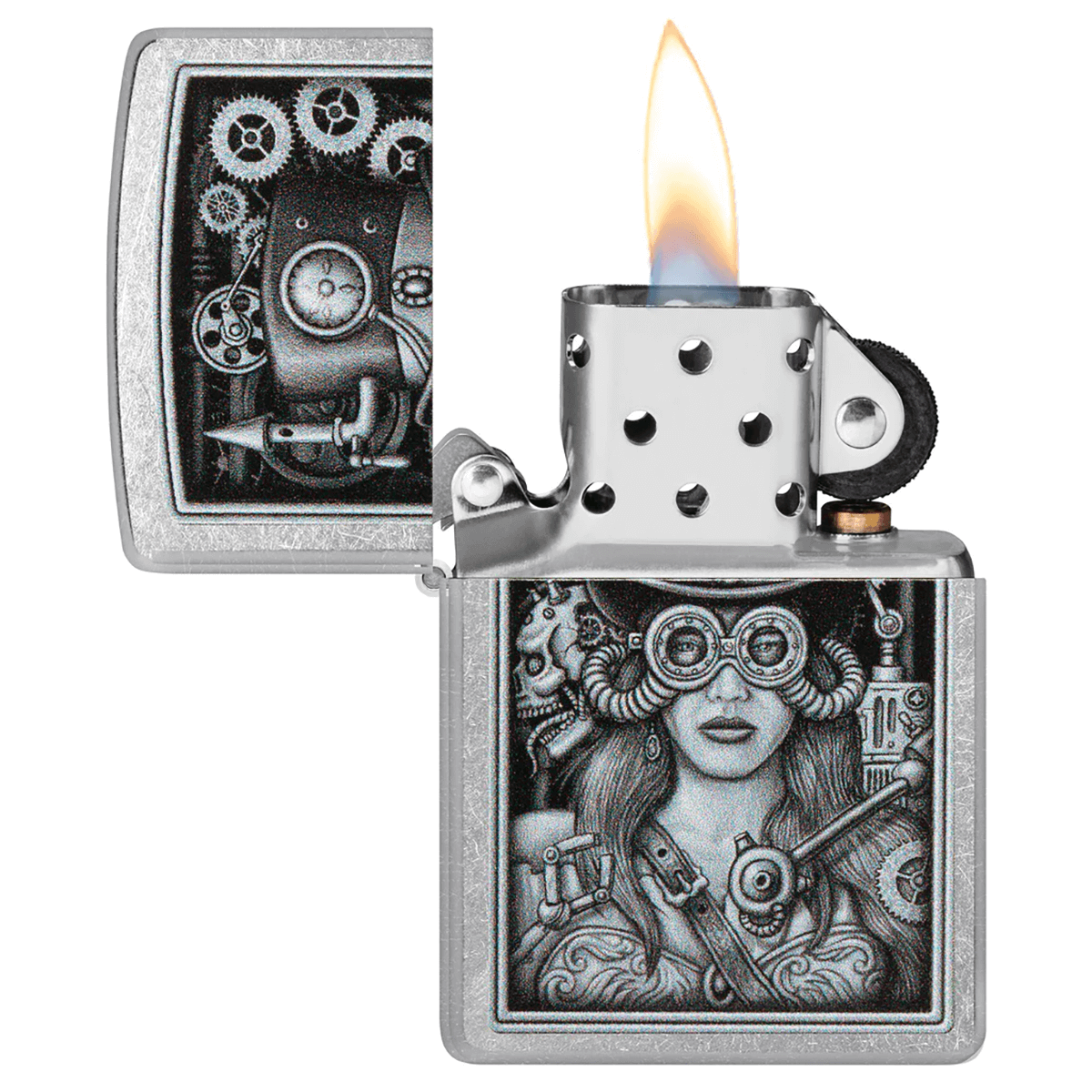 Zippo Woman Steampunk Design Street Chrome