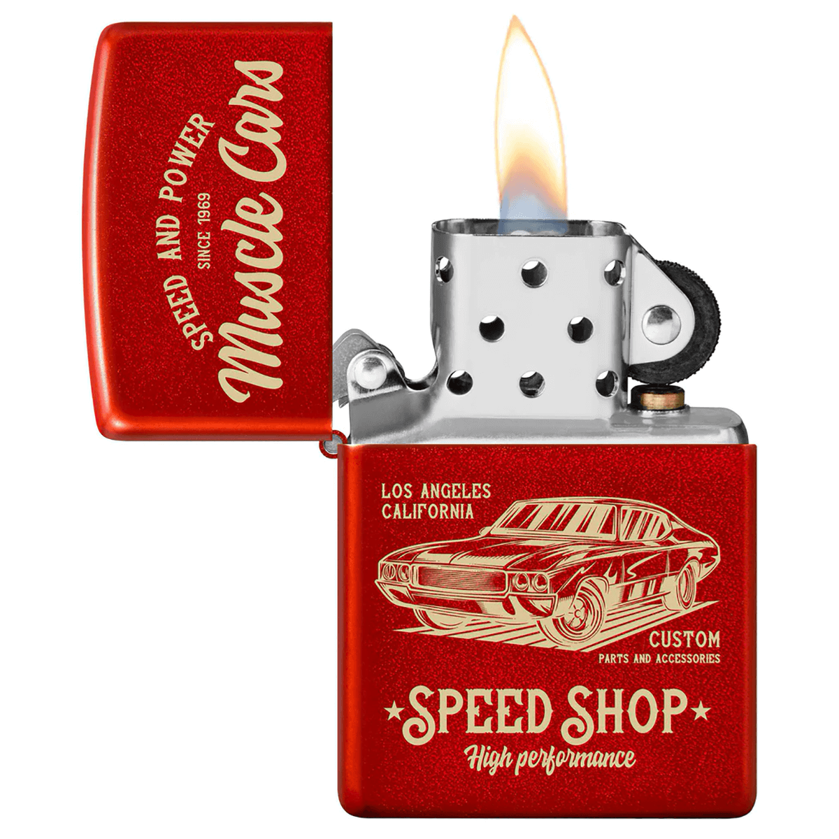 Zippo Muscle Car Speed Shop Metallic Red