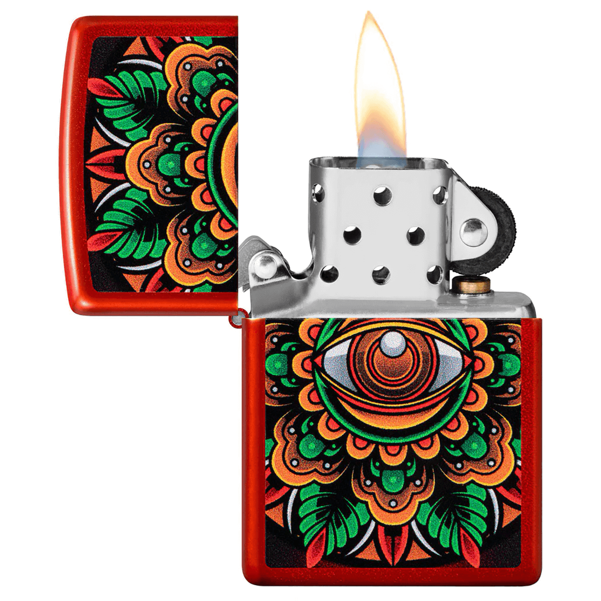 Zippo All Seeing Eye Color Image Red Metallic