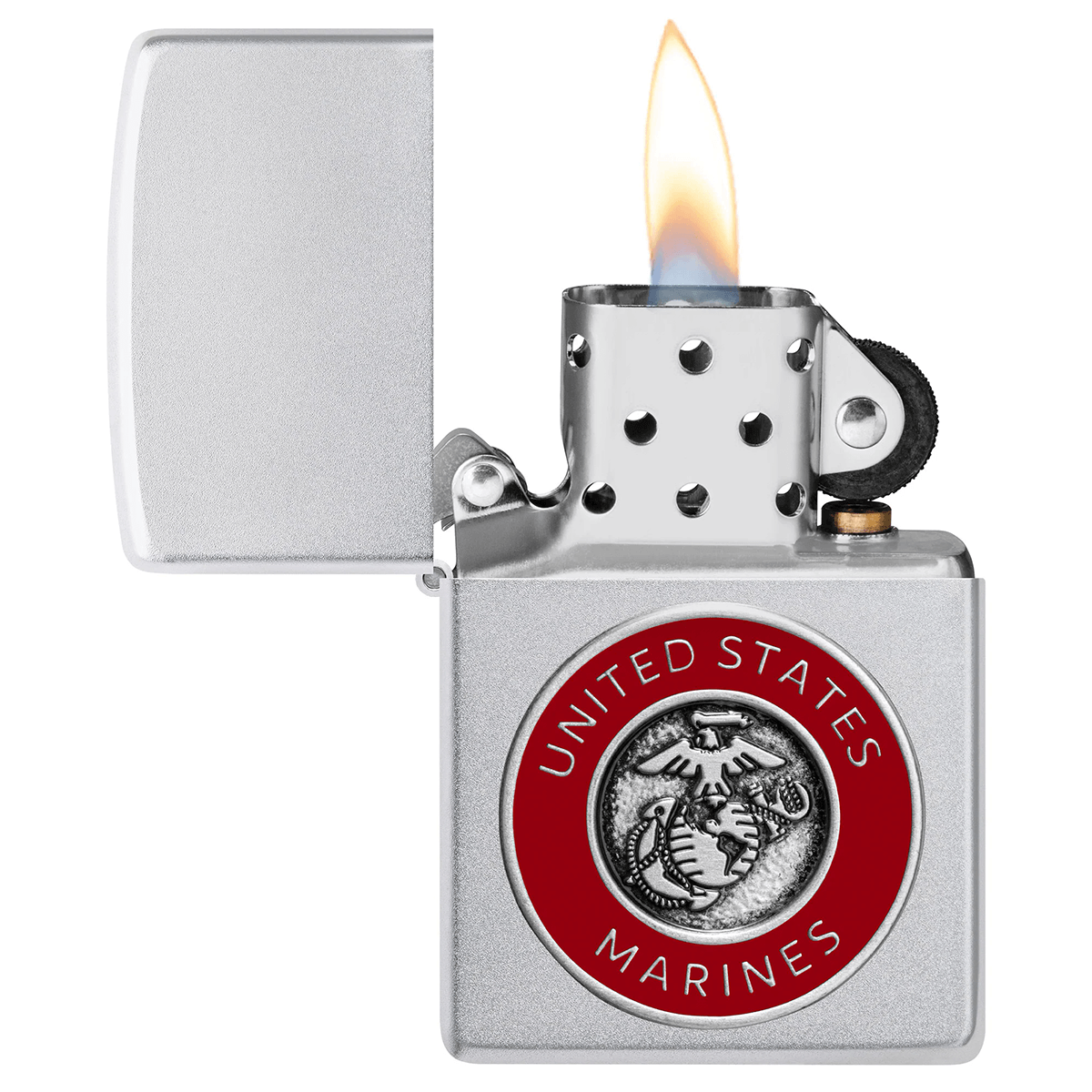 Zippo Us Marines Emblem Satin Chrome