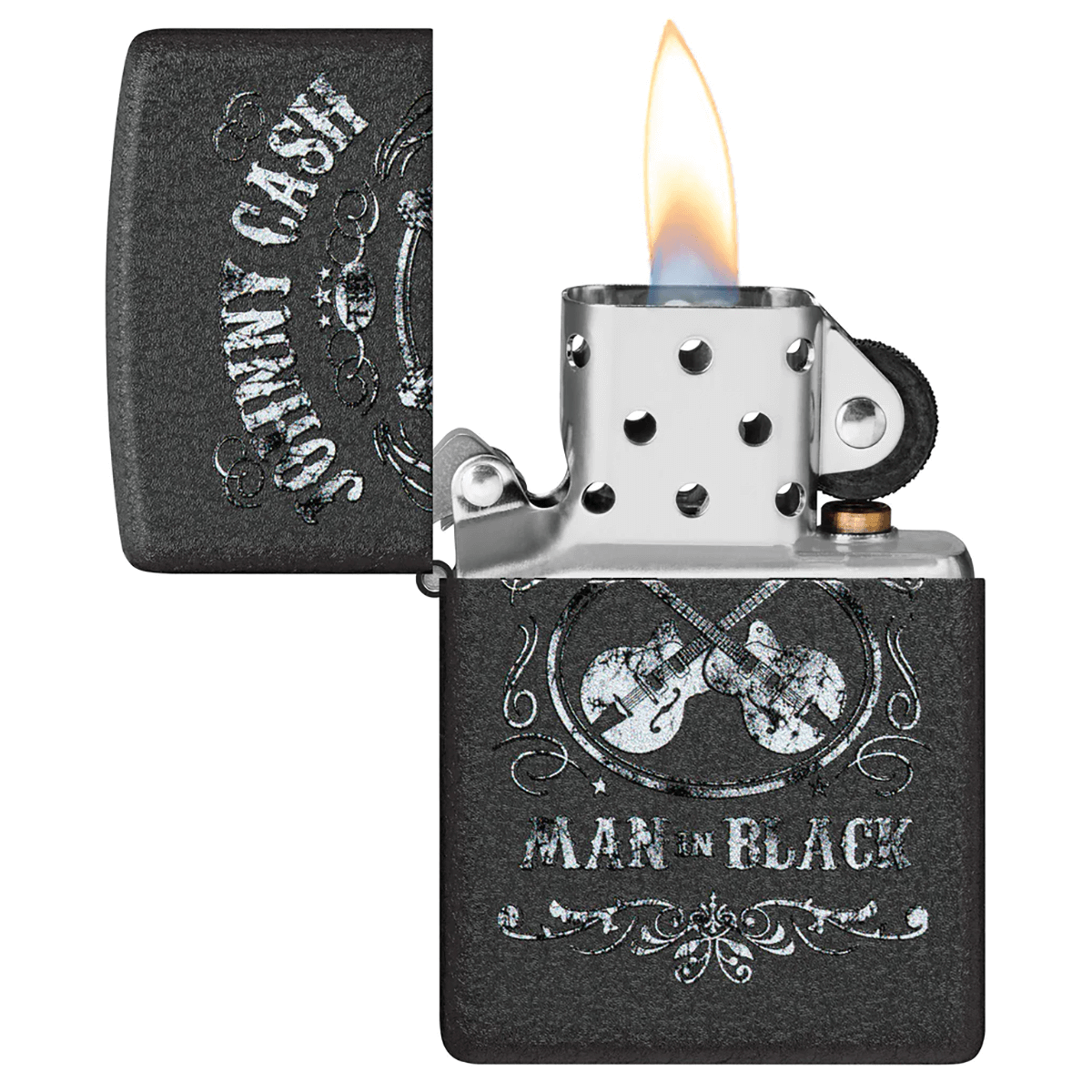 Zippo Johnny Cash Man In Black Crackle Finish