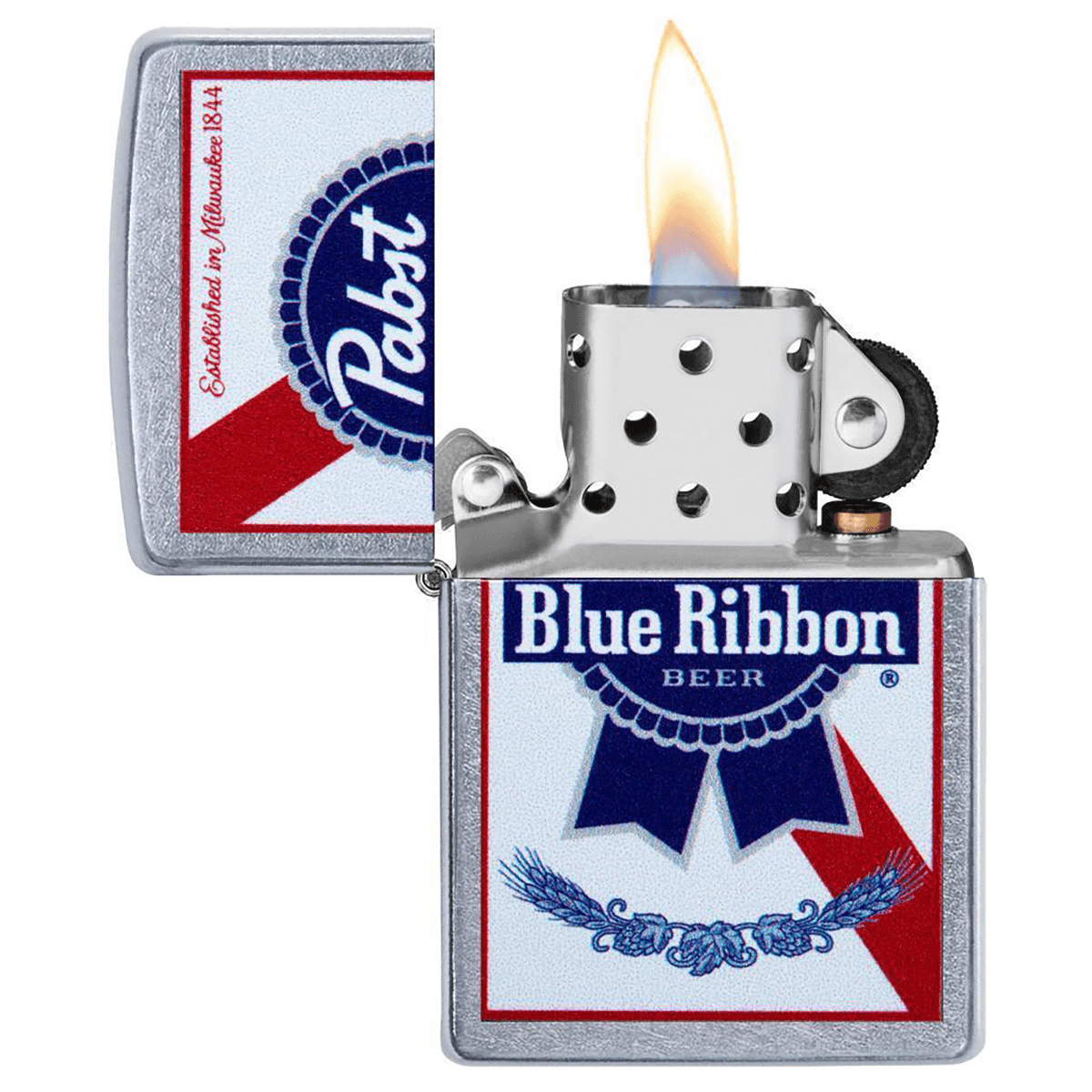 Zippo Pabst Blue Ribbon Logo White Bg Street Chrome