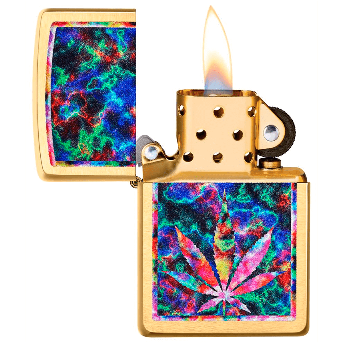 Zippo Psychedelic Leaf Brushed Brass