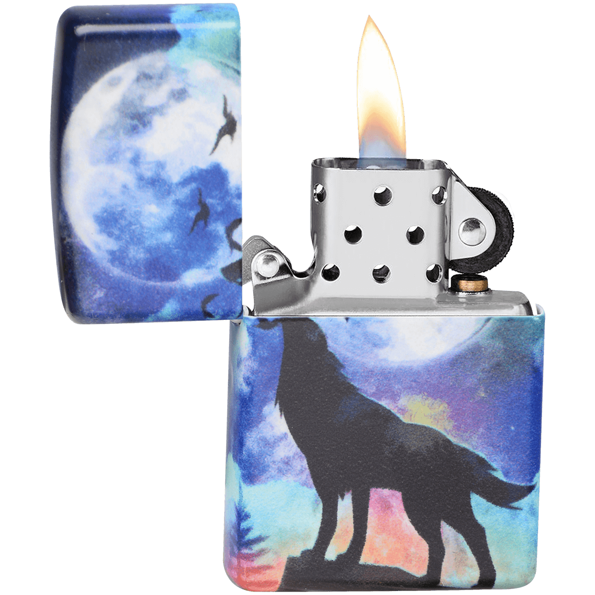 Zippo Matte Multi Color Wolf Design